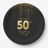 Schwarz-Gold-Typografie 50. Geburtstag Pappteller (Vorderseite)