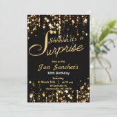 Schwarz-Gold-Überraschungseinladung zur QR-uAwg Einladung (Stehend Vorderseite)