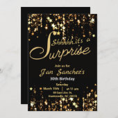 Schwarz-Gold-Überraschungseinladung zur QR-uAwg Einladung (Vorne/Hinten)