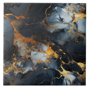 Schwarz-, Gold- und Eisweißmarmor Fliese