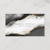 Schwarz, Gold und Grau-Nebel Agate Visitenkarte (Vorderseite)