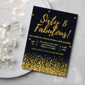 Schwarz, Gold und herrlicher 60. Geburtstag Einladung