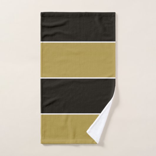 Schwarz, Gold und Weiß Streifen Badhandtuch Set (Handtuch)