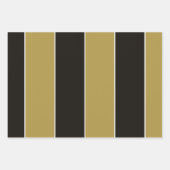 Schwarz, Gold und Weiß Streifen Geschenkpapier Set (Vorderseite 2)