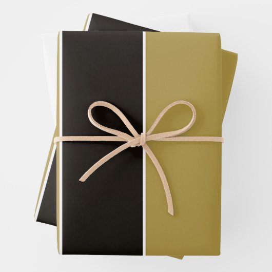 Schwarz, Gold und Weiß Streifen Geschenkpapier Set (Beispiel)