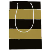 Schwarz, Gold und Weiß Streifen Mittlere Geschenktüte (Vorderseite)