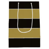 Schwarz, Gold und Weiß Streifen Mittlere Geschenktüte (Rückseite)