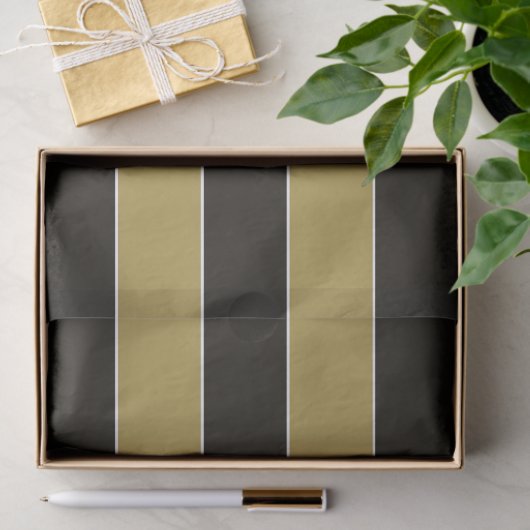 Schwarz, Gold und Weiß Streifen Seidenpapier (Geschenk)