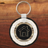 Schwarz-, Gold- und Weiß-Zuhause - Realtor Schlüsselanhänger (Vorderseite)