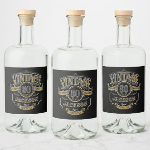 Schwarz & Gold Vintag bis perfekt zum Geburtstag Alkoholflaschenetikett