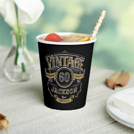 Schwarz & Gold Vintag bis perfekt zum Geburtstag Pappbecher