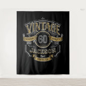 Schwarz & Gold Vintag bis perfekt zum Geburtstag Wandteppich (Vorderseite)