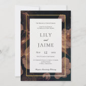 Schwarz-Gold-Vintag-Glam-Blumenhochzeit Einladung (Vorderseite)