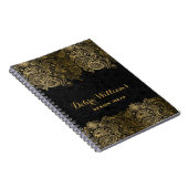 Schwarz/Gold Vintage Blütenpaisley-Lace Notizblock (Rechte Seite)