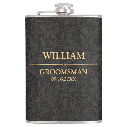Schwarz-Gold-Vinyl-Wrapped Flask Flachmann (Vorderseite)