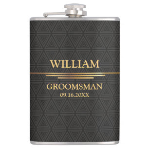 Schwarz-Gold-Vinyl-Wrapped Flask Flachmann
