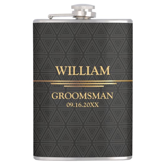 Schwarz-Gold-Vinyl-Wrapped Flask Flachmann (Vorderseite)