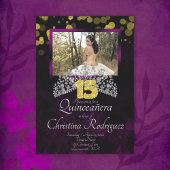 Schwarz, Gold, Violet Quinceanera Tiara Einladung