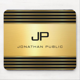 Schwarz-Gold-Vorlage für moderne, elegante Monogra Mousepad