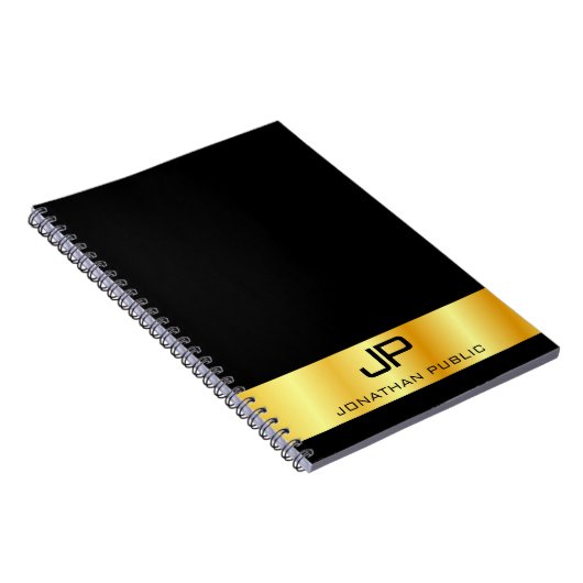 Schwarz-Gold-Vorlage in Monogramm Notizblock (Rechte Seite)