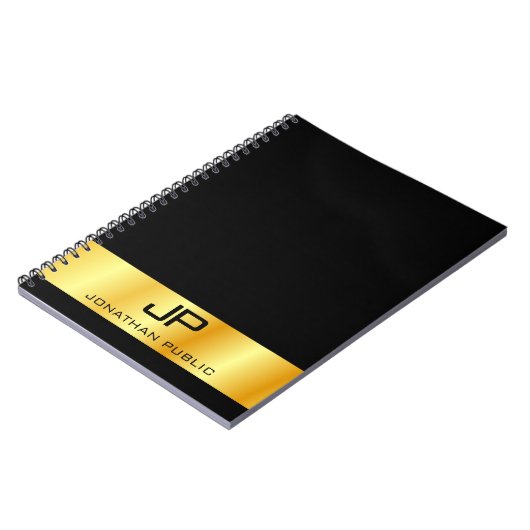 Schwarz-Gold-Vorlage in Monogramm Notizblock (Linke Seite)