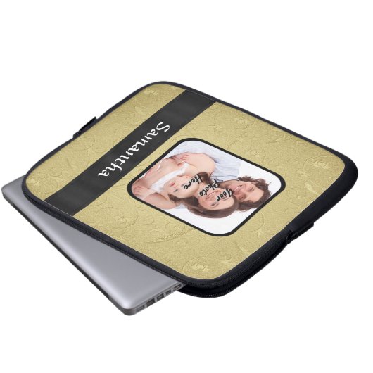 Schwarz-Gold-Vorlage Laptopschutzhülle (Vorne Knopf)