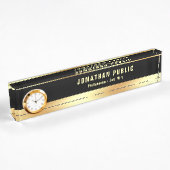 Schwarz-Gold-Vorlage mit Uhr Namensplakette