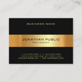 Schwarz-Gold-Vorlage Modernes Personalisiert Visitenkarte (Rückseite)