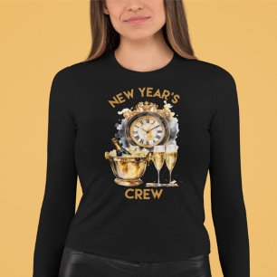 Schwarz Gold Wasserfarbe Neujahrs-Crew T-Shirt