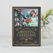 Schwarz-Gold Weihnachten Weihnachten Weihnachts-Fo (Stehend Vorderseite)