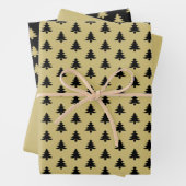Schwarz/Gold-Weihnachtsbaum Ikonisches Muster Geschenkpapier Set (Beispiel)