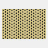 Schwarz/Gold-Weihnachtsbaum Ikonisches Muster Geschenkpapier Set (Vorderseite)