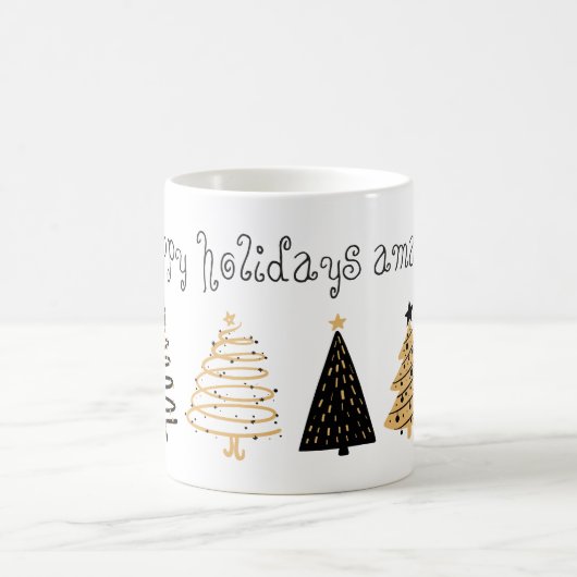 Schwarz-Gold-Weihnachtsbaum Personalisiert Kaffeetasse (Mittel)