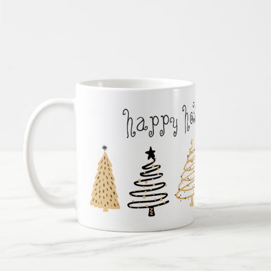 Schwarz-Gold-Weihnachtsbaum Personalisiert Kaffeetasse (Links)