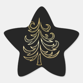 Schwarz-Gold Weihnachtsbaum-Weihnachtsaufkleber Stern-Aufkleber
