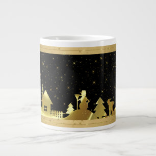 Schwarz-Gold-Weihnachtsdorf Jumbo-Tasse