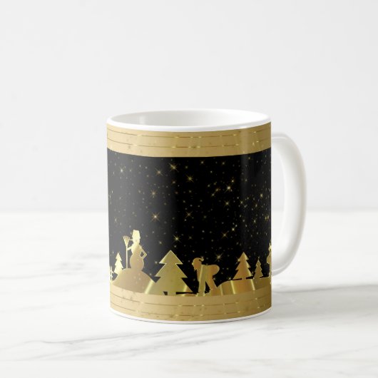 Schwarz-Gold-Weihnachtsdorf Kaffeetasse (VorderseiteRechts)