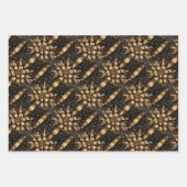 Schwarz & Gold Weihnachtsgeschmack Geschenkpapier Set (Vorderseite 2)