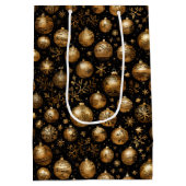 Schwarz & Gold Weihnachtsgeschmack Mittlere Geschenktüte (Rückseite)