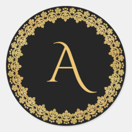 Schwarz-Gold-Weihnachtskleber Runder Aufkleber