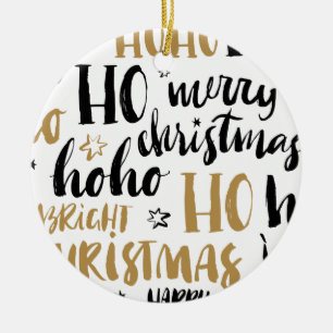 Schwarz & Gold Weihnachtswortkunst Niedliche Ästhe Keramik Ornament