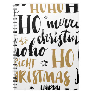 Schwarz & Gold Weihnachtswortkunst Niedliche Ästhe Notizblock