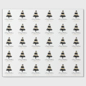 Schwarz-Gold-Weiß-Moderne Weihnachtsbaum Geschenkpapier (Flach)