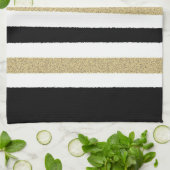 Schwarz/Gold/Weißbuch Streifen Geschirrtuch (Gefaltet)