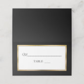 Schwarz | Gold | White Simple Elegante Platzkarten (Außenseite Aufgefaltet)
