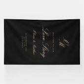Schwarz & Gold Willkommens Hochzeit  Banner (Horizontal)