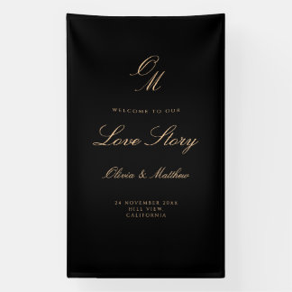 Schwarz & Gold Willkommens Hochzeit  Banner