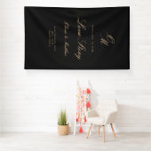Schwarz & Gold Willkommens Hochzeit  Banner (Insitu)