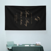 Schwarz & Gold Willkommens Hochzeit  Banner (Messe)