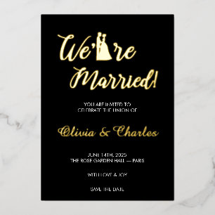 Schwarz & Gold “Wir sind verheiratet” Folien-Hochz Folieneinladung